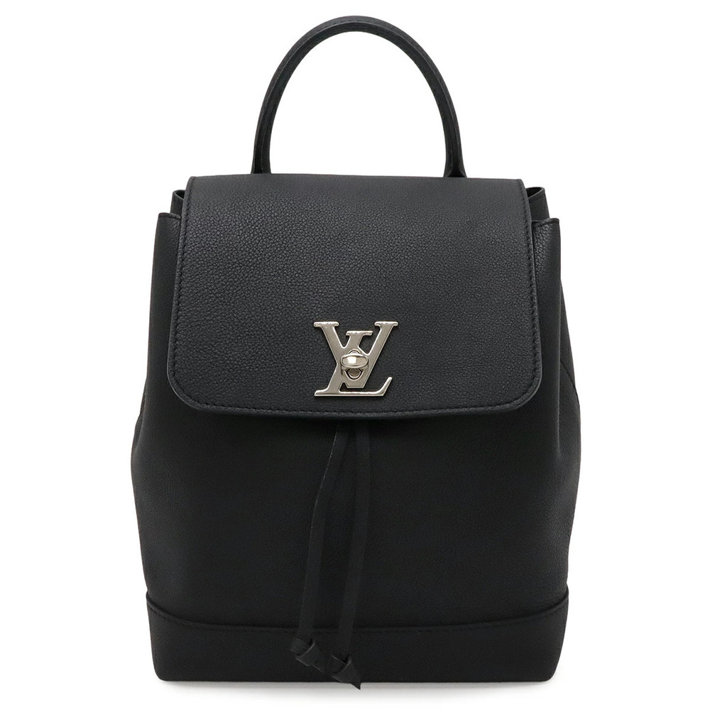 LOUIS VUITTON Lockme Backpack Turnlock Closure Calf Leather Noir Black